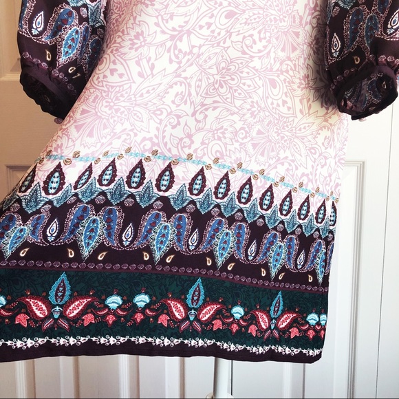 NWT Loft Light Pink Multi Boho Off Shoulder Halter Tie Dress XSP - Picture 9 of 16